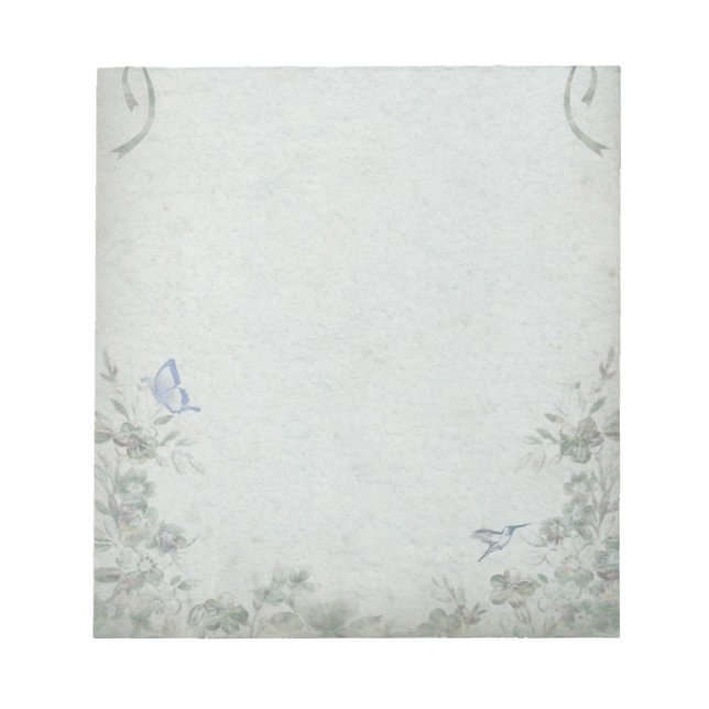 Vintage Floral Blue Notepad (Front)