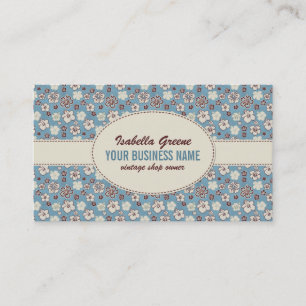 Vintage Floral Blue Pattern Business Card