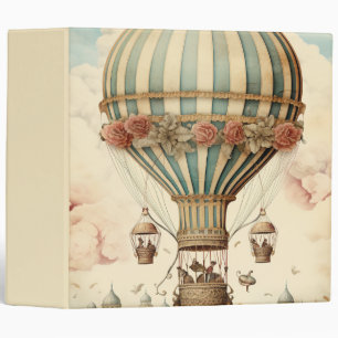 Vintage Floral Blue Stripe Hot Air Balloon Binder
