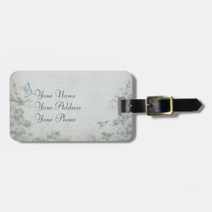 Vintage Floral Blue Wedding Luggage Tag