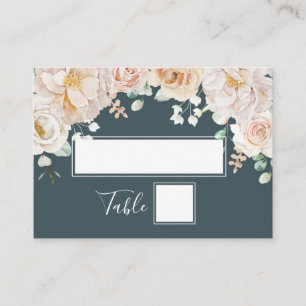 Vintage Floral Blue Wedding Place Setting Cards