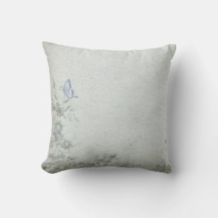 Vintage Floral Blue Wedding Throw Pillow