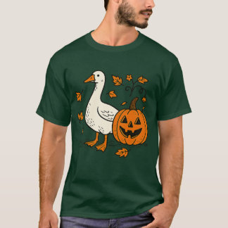 Vintage Floral Boho Silly Goose Pumpkin Cute Hallo T-Shirt