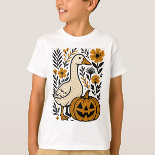 Vintage Floral Boho Silly Goose Pumpkin Cute Hallo T-Shirt