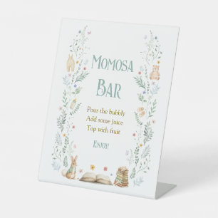 Vintage Floral Book Baby Shower Momosa Bar Pedestal Sign