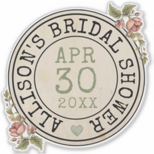 Vintage Floral Books Bridal Shower Large 6" Floral