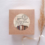 Vintage Floral Books Bridal Shower Thank You Classic Round Sticker<br><div class="desc">Personalize this cute vintage library card floral books theme bridal shower Thank You favour tag or envelope closure classic round sticker (in 2 sizes), featuring watercolor wildflower books, date stamp detail, and fun literary thank you message! Easily customize the wording to make it your own. ♥ Custom design requests and...</div>