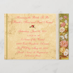 Vintage Floral Border Bridal Shower Invitation