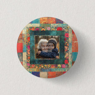 Vintage Floral Border Frame For Your Photos 1 Inch Round Button