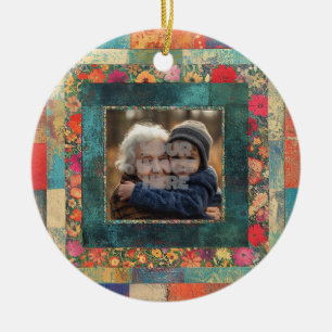 Vintage Floral Border Frame For Your Photos Ceramic Ornament