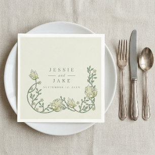 Vintage Floral Border Wedding Napkin