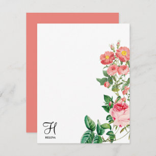 Vintage Floral Botanical Customized Monogram Card