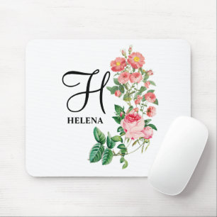 Vintage Floral Botanical Customized Monogram Mouse Pad