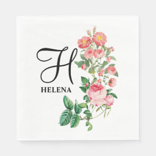 Vintage Floral Botanical Customized Monogram Napkin