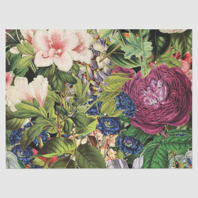 Vintage Floral Botanical Garden Pattern Tissue Paper (Front)