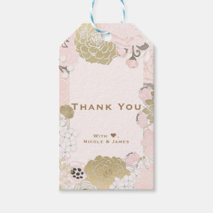 Vintage Floral Botanical Glam Blush Pink & Gold Gift Tags