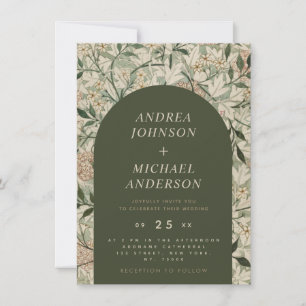 Vintage Floral Botanical & Green Arch Nature Theme Invitation