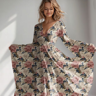 vintage floral botanical peonies pattern fabric