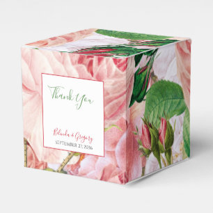 Vintage Floral & Botanical Pink Roses Wedding Favor Box