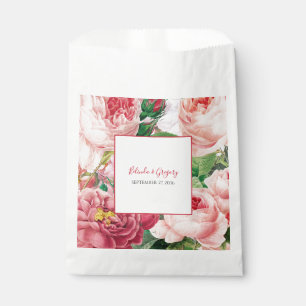 Vintage Floral & Botanical Pink Roses Wedding Favour Bag