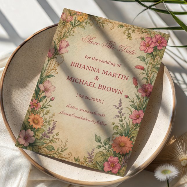 Vintage Floral Botanical Save The Date (Creator Uploaded)