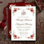 Vintage Floral Bouquet Border Islamic Wedding Invitation<br><div class="desc">Amaze your guests with this elegant wedding invitation featuring a lovely floral border and 'Bismillah' in Arabic calligraphy on a white background. Simply add your event details on this easy-to-use template to make it a one-of-a-kind invitation.</div>