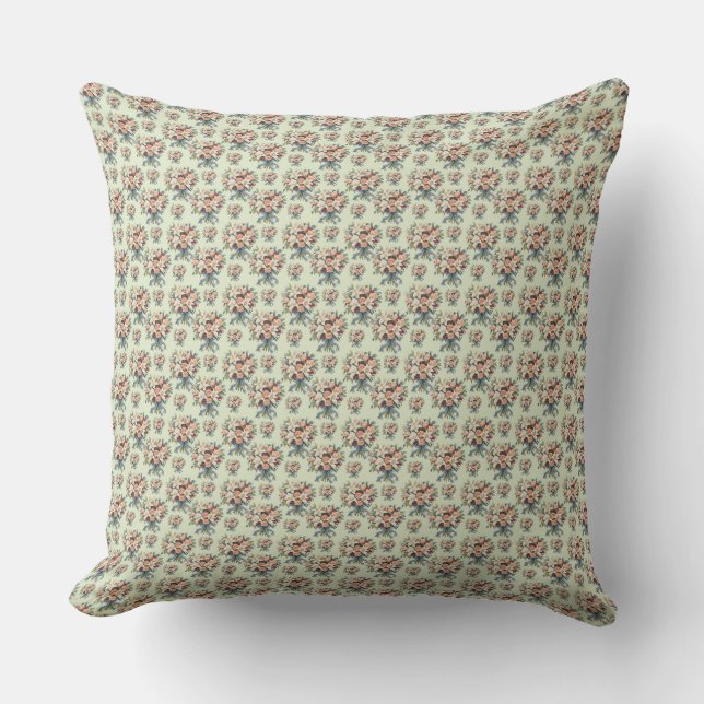 Vintage Floral Bouquet Classic Pattern Throw Pillow (Front)