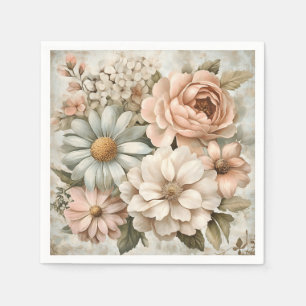Vintage Floral Bouquet with Soft Pastel Blooms Napkin