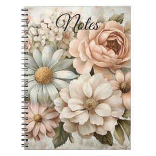 Vintage Floral Bouquet with Soft Pastel Blooms Notebook