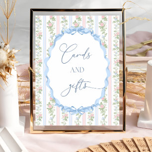 Vintage Floral Bow Baby Shower Cards and Gifts Poster