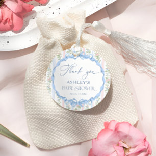 Vintage Floral Bow Baby Shower Thank You Favour Tags