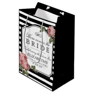 Vintage Floral Bridal Shower Customize The Colour Medium Gift Bag