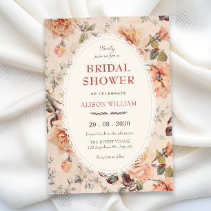 Vintage floral bridal shower invitation
