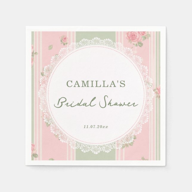 Vintage Floral  Bridal Shower Napkins (Front)
