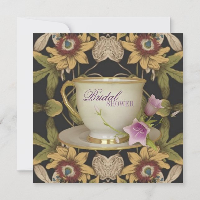 vintage floral Bridal Shower Tea Party Invitation (Front)
