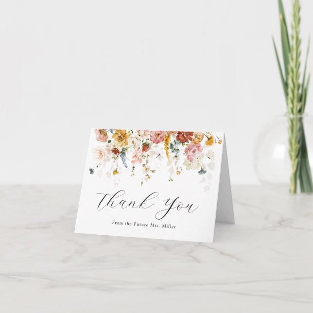 Vintage Floral Bridal Shower Thank You  (Front)