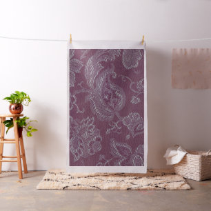 Vintage Floral Brocade Plum Rouge Fabric