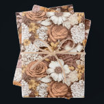 Vintage Floral Brown Copper Boho Fall Wildflower Wrapping Paper Sheet<br><div class="desc">Get all wrapped up in this vintage style floral print!  Elegant,  antique illustrated wildflowers in muted shades of brown,  peach,  blush pink,  mauve and cream makes a beautiful impression.</div>
