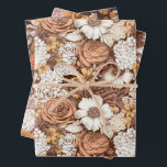 Vintage Floral Brown Copper Boho Fall Wildflower Wrapping Paper Sheet<br><div class="desc">Get all wrapped up in this vintage style floral print!  Elegant,  antique illustrated wildflowers in muted shades of brown,  peach,  blush pink,  mauve and cream makes a beautiful impression.</div>