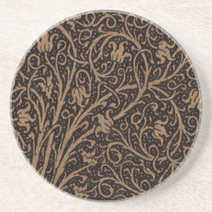 Vintage Floral Brown Swirls Coaster