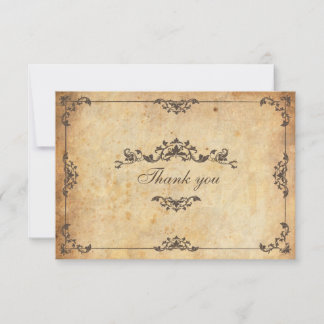 Vintage Floral Brown Wedding Thank You Card