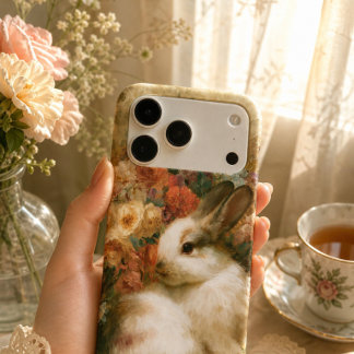 Vintage Floral Bunny iPhone Case