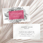 Vintage Floral Business Cards | Berry<br><div class="desc">Elegant vintage style floral business cards feature a posy of black and white watercolor peonies with your name or company name and title displayed on a sheer berry pink overlay for a modern pop of colour. Add your full contact information to the reverse side. Perfect for makeup artists, hair stylists,...</div>