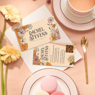 Vintage Floral Business Cards: Elegant Earth Tone Card