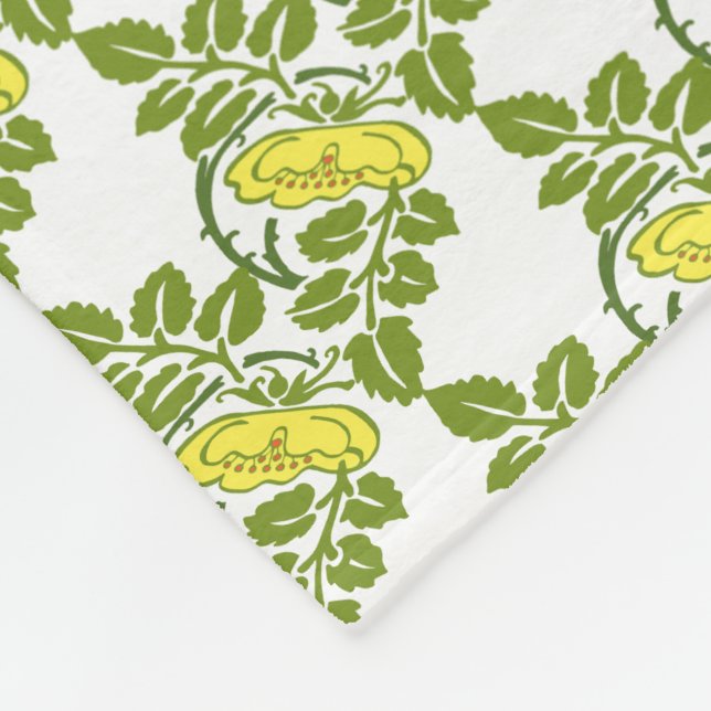 Vintage Floral Buttercup wallpaper damask Fleece Blanket (Corner)
