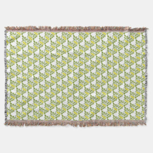 Vintage Floral Buttercup wallpaper damask Throw Blanket