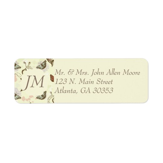 Vintage Floral Butterfly Pattern Return Address Label