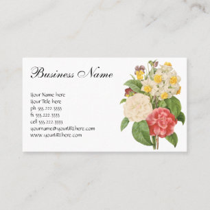 Vintage Floral Camelia Daffodil Flowers by Redoute Business Card