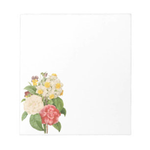 Vintage Floral Camelia Daffodil Flowers by Redoute Notepad
