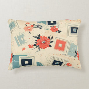 Vintage Floral & Camera Pattern (3) Accent Pillow